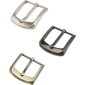 QWORK Classic Belt Buckles Set, 3 Pack Metal Belt Buckle 38-40 mm (1.5"-1.6") Single Prong Square Replacement Belt Buckle for Men Women Belt (Silver, Bronze, Gray)
