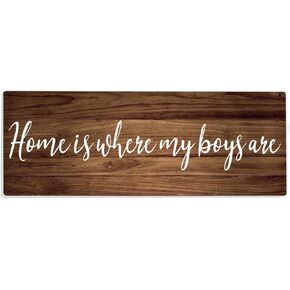Boy Mom Gifts, Home is Where My Boys are Wood Sign Decor, New Mom Gifts, Boy Mom Mother's Day Gifts, Farmhouse Wall Hanging Decoration for Home Bedroom 16.38 x 5.85 inch