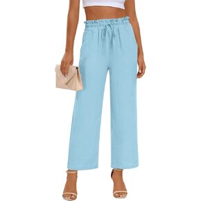 Anymeet Womens Pants Wide Leg Palazzo Loose High Waist Lounge Pants with Pockets Causal Trendy Summer Outfits M-3XL