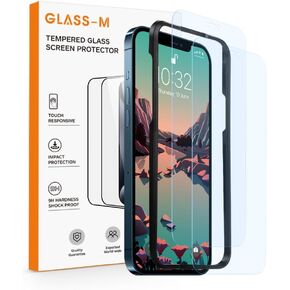 GLASS-M [2 Pack] Anti-Blue Light Screen Protector for iPhone 12 Pro Max, Eye Protection Tempered Glass Film, Full Coverage Blue Light Blocking Screen Cover, Anti-Reflector, Better Sleep