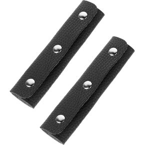 2 Pieces Leather Luggage Handle Wraps Covers PU Handbag Grip Cover Protector Soft Purse Strap Cover Pad with Brass Clasps for Wallet Tote Bag Suitcase Travel Bag, Black