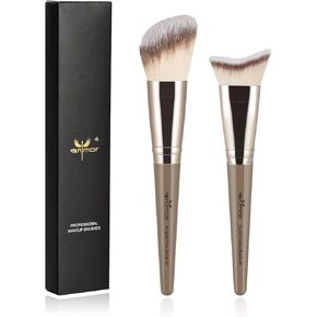 Contour Brush Set, Premium Contour Blush Bronzer Face Makeup Brush, Perfect For Cheek Jaw Nose Blending Contouring Polishing, Suitable For Powder Liquid Cream (Angled and Curved Contour Brush)