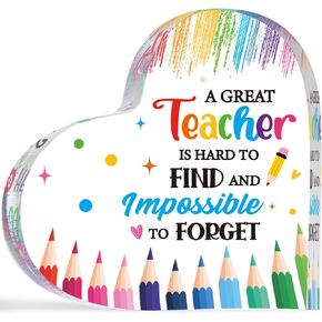 Maitys Teacher Appreciation Gifts for Women Acrylic Keepsake and Paperweight Teacher Gifts for Nurse Graduation Retirement First Last Day(A Great Teacher is Hard to Find)