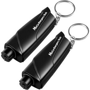 Automotive Escape Tools Car Mini Hammer Portable Emergency Window Breaker Keychain with Seatbelt Cutter Glass Breaker Key Chain for Land & Underwater (2pcs/Pack)