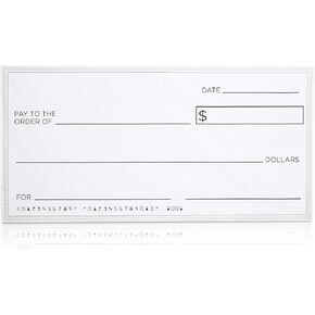 Giant Oversized Fabric Check with Marker for Presentations, Awards, Prizes, Fundraisers, Endowment Donations (60 x 30 in)