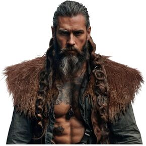 Joukavor Men's Viking Faux Fur Collar Shawl Wrap Shoulder Cape Medieval Renaissance Warrior Costume Accessory