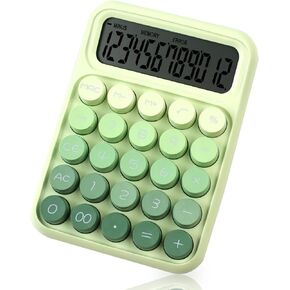 آلة حاسبة ميكانيكية بزر ضغط، شاشة LCD كبيرة مكونة من 12 رقمًا، أزرار كبيرة سهلة الضغط للاستخدام كآلات حاسبة مكتبية، زر كبير للكمبيوتر باللون الأخضر الغاب للمدارس والمنازل والشركات in Kuwait