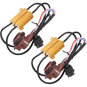X AUTOHAUX 2Pcs LED Resistor Kit 3157 3047 3057 3155 3457 3157B T25 Flash/Error Code Load Canceller Anti Flicker Turn Signal Light Hyper Decoder for Brake Tail Light Bulbs 50W 8ohm