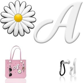 4 Pcs Letter Charms for Bogg Bag，Insert Accessories for Bogg Bag and Simple Mothern Beach Totes for Handbag DIY