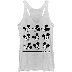 Disney Junior's Characters Mickey Expressions Tri-Blend Racerback Layering Tank, White Heather, Small