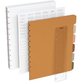 Discbound Letter Size Lined Paper Refill, 250 Sheets (500 Pages), 8.5 in x 11 in, 100 GSM, 11 Disc Notebooks