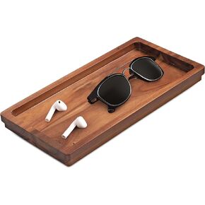 Demigo Desk Accessories Tray, Wooden Letter Tray, Bathroom Tray 9.5x6.7x2 inch Office Box on Tabletop Desktop Workspace, Organizer Tray for Pens Stapler Notes Business Cards, Wooden Stationery Saver