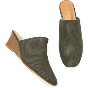 Womens Stacked Heel Wedges Knitted Heeled Mules,Ladies High Heel Slip on Comfortable Trendy Dressy Casual Fancy Holiday Going Out Everyday Crochet Elegant Shoe