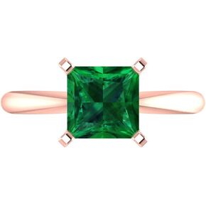 Clara Pucci 2 ct Princess Cut Created Emerald 18K White Gold Solitaire Wedding Engagement Bridal Promise Ring