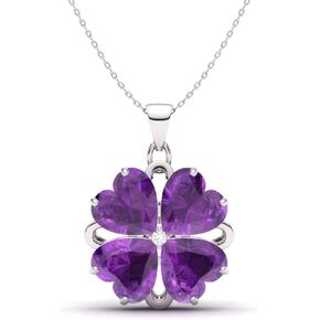 Diamondere Natural and Certified Heart Cut Gemstone and Diamond Flower Necklace in 14k Solid Gold | 1.65 Carat Pendant with Chain Valentine's Day gift for her