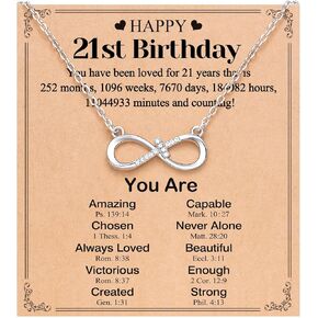 UNGENT THEM Happy 12th 13th 14th 16th 18th 21st Birthday Gifts, Love is Forever Infinity Cross Necklace Religious Birthday Presents for Women Her