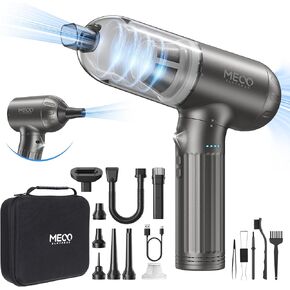 MECO ELEVERDE Car Vacuum Cleaner, 18000Pa High Power Handheld Vacuum Cordless, Mini Vacuum Cleaner with Brushless Motor,4 in 1 Compressed Air Duster & Portable Vacuum for Car Home Office Pet, Grey