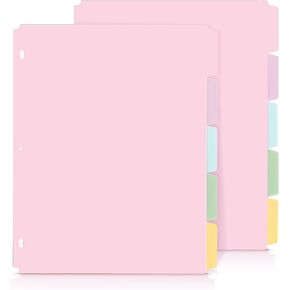 SKYDUE Binder Dividers with Tabs, 5 Tab Dividers, Pack of 2 Sets, 10 Dividers for 3 Ring Binder, Binder Dividers with Write on Tabs for School Office Home