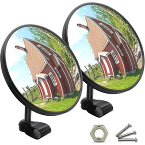 Convex Mirror, Round Truck Mirror Wide Angle Spot Mirror for Trucks 360° Adjustable Mount Universal Mirro for Truck Replacement