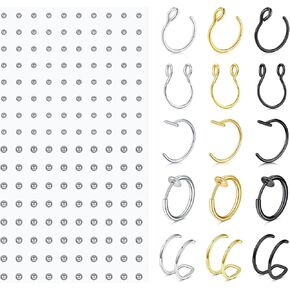 Longita Fake Piercings Fake Lip Piercing Fake Lip Ring Fake Nose Ring Hoop Fake Snake Bites Fake Eyebrow Piercing Clip Lip Ring Fake Eyebrow Ring Fake Face Piercings Fake Peircings