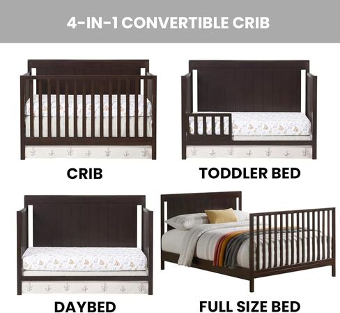 Oxford Baby Lazio 4-in-1 Convertible Crib, Dove Gray, GreenGuard Gold Certified in Kuwait