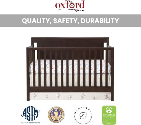 Oxford Baby Lazio 4-in-1 Convertible Crib, Dove Gray, GreenGuard Gold Certified in Kuwait