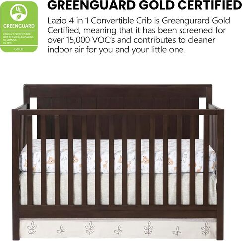 Oxford Baby Lazio 4-in-1 Convertible Crib, Dove Gray, GreenGuard Gold Certified in Kuwait