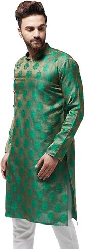 Sojanya (Since 1958, Men's Jacquard Silk Only Long Kurta in Kuwait