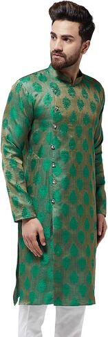 Sojanya (Since 1958, Men's Jacquard Silk Only Long Kurta in Kuwait