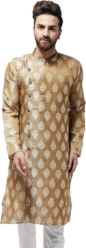 Sojanya (Since 1958, Men's Jacquard Silk Only Long Kurta in Kuwait