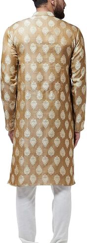 Sojanya (Since 1958, Men's Jacquard Silk Only Long Kurta in Kuwait