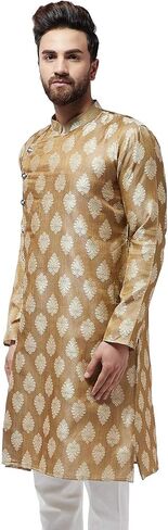 Sojanya (Since 1958, Men's Jacquard Silk Only Long Kurta in Kuwait