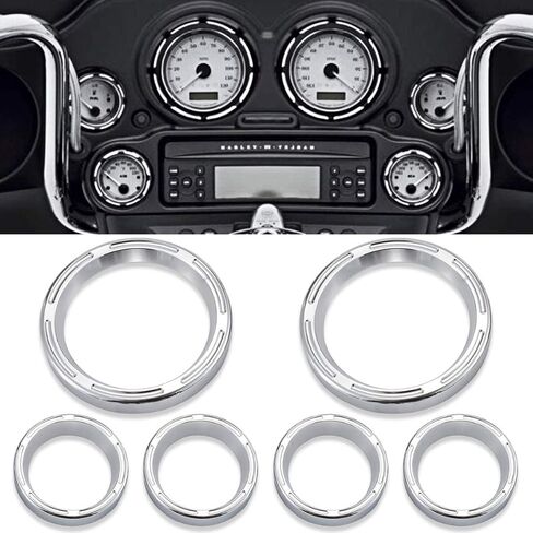 KATUR 4" Speedometer Cover Electra Glide Gauge Cover Road King 2" Gauge Cover Road Glide Gauge Burst Bezel Kit Compatible with Har ley Street Glide 1996-2013 02 03 04 05 06 07 08 (Black) in Saudi Arabia