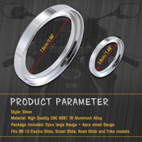 KATUR 4" Speedometer Cover Electra Glide Gauge Cover Road King 2" Gauge Cover Road Glide Gauge Burst Bezel Kit Compatible with Har ley Street Glide 1996-2013 02 03 04 05 06 07 08 (Black) in Saudi Arabia