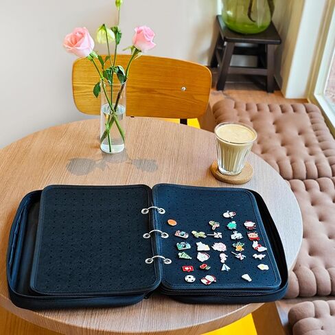 Mi Ya Mi Lai 6Blue binder+5Black Space Page,Large Transparenter Pin Books For Collectors, Enamel Pin Display Pages Pin Carrying Case, Travel Pins Display Bag(6Blue binder+5Black Spaces,Bag Only) in Kuwait