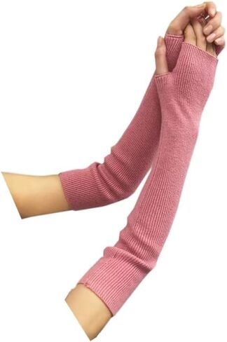 Women's Cold Weather Arm Warmers Fingerless Long Fashion Sleeves Knit Thumbhole Stretchy Gloves in Saudi Arabia