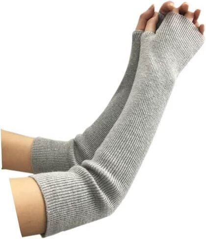 Women's Cold Weather Arm Warmers Fingerless Long Fashion Sleeves Knit Thumbhole Stretchy Gloves in Saudi Arabia