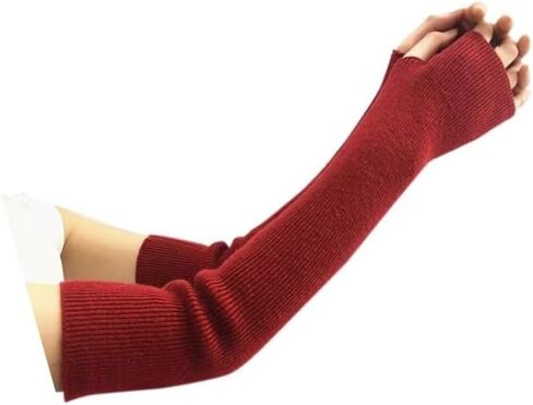 Women's Cold Weather Arm Warmers Fingerless Long Fashion Sleeves Knit Thumbhole Stretchy Gloves in Saudi Arabia