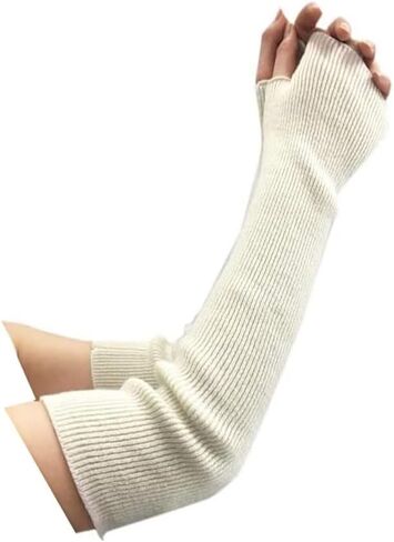 Women's Cold Weather Arm Warmers Fingerless Long Fashion Sleeves Knit Thumbhole Stretchy Gloves in Saudi Arabia