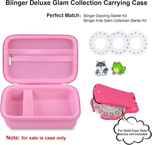 Carrying Case for Blinger Dazzling Starter Kit,Blinger Kids Glam Collection Starter Kit Storage Bag,Kids Hair Styling Tool Travel Organizer Holder,Pocket fits Gems Rhinestones. Black in Saudi Arabia