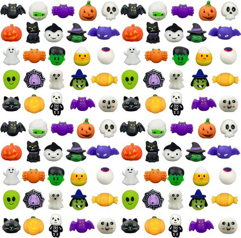 Anditoy 100 PCS Halloween Mochi Squishy Toys Squishies for Kids Girls Boys Halloween Party Favors Halloween Treat Bags Gifts in Saudi Arabia