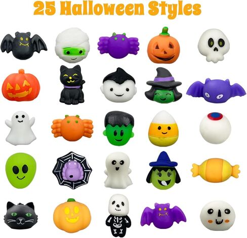 Anditoy 100 PCS Halloween Mochi Squishy Toys Squishies for Kids Girls Boys Halloween Party Favors Halloween Treat Bags Gifts in Saudi Arabia
