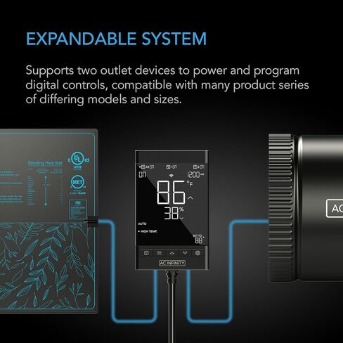 وحدة تحكم AC Infinity 79، وحدة تحكم ذكية في المخرج، مع درجة الحرارة والرطوبة والمؤقت والدورة وعناصر التحكم في الجدول الزمني وثرموستات رقمي معلق على الحائط لحصيرة الحرارة وإنبات الشتلات وانتشارها in Kuwait