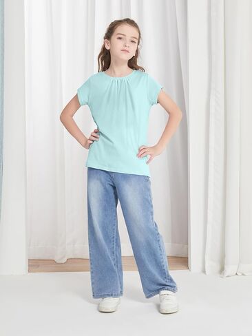 3 Pack Girls Shirts Girls Cotton T Shirts Kids Crew Neck Tee Tops Summer Short Sleeve Tshirts for Teen Girls in Saudi Arabia