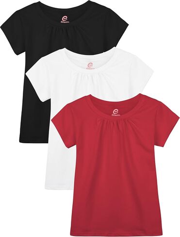 3 Pack Girls Shirts Girls Cotton T Shirts Kids Crew Neck Tee Tops Summer Short Sleeve Tshirts for Teen Girls in Saudi Arabia
