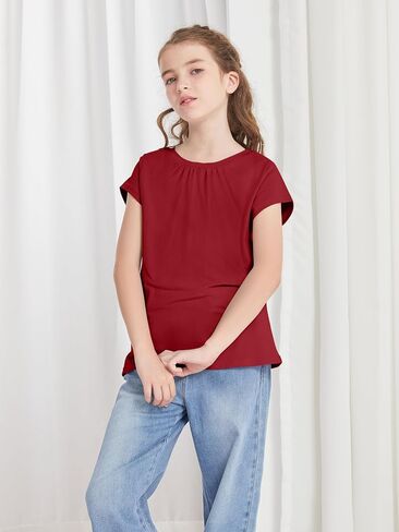 3 Pack Girls Shirts Girls Cotton T Shirts Kids Crew Neck Tee Tops Summer Short Sleeve Tshirts for Teen Girls in Saudi Arabia