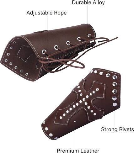2 Pieces Cross Rivet Leather Bracers, Medieval Archery Bracers, Steampunk Cuff Arm Guards, Wide Leather Bracer for Men in Saudi Arabia