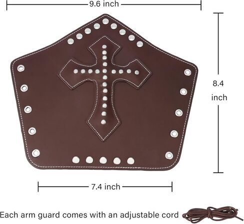 2 Pieces Cross Rivet Leather Bracers, Medieval Archery Bracers, Steampunk Cuff Arm Guards, Wide Leather Bracer for Men in Saudi Arabia
