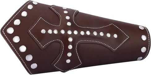 2 Pieces Cross Rivet Leather Bracers, Medieval Archery Bracers, Steampunk Cuff Arm Guards, Wide Leather Bracer for Men in Saudi Arabia