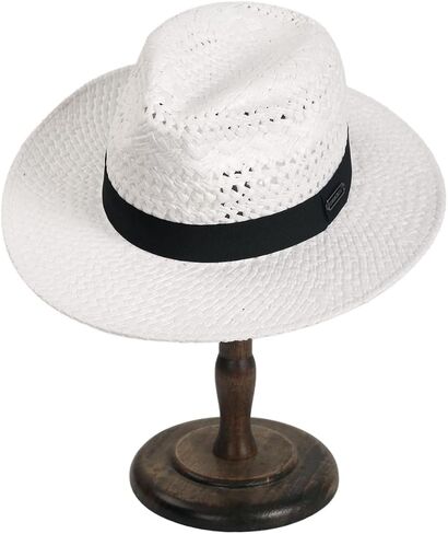 Men's Straw Fedora Hats Women Vented Panama Wide Brim Summer Beach Sun Hat in Kuwait